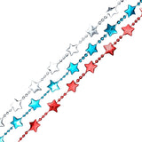 Non-Light Up Red White and Blue Metallic Stars Necklaces Pack of 12