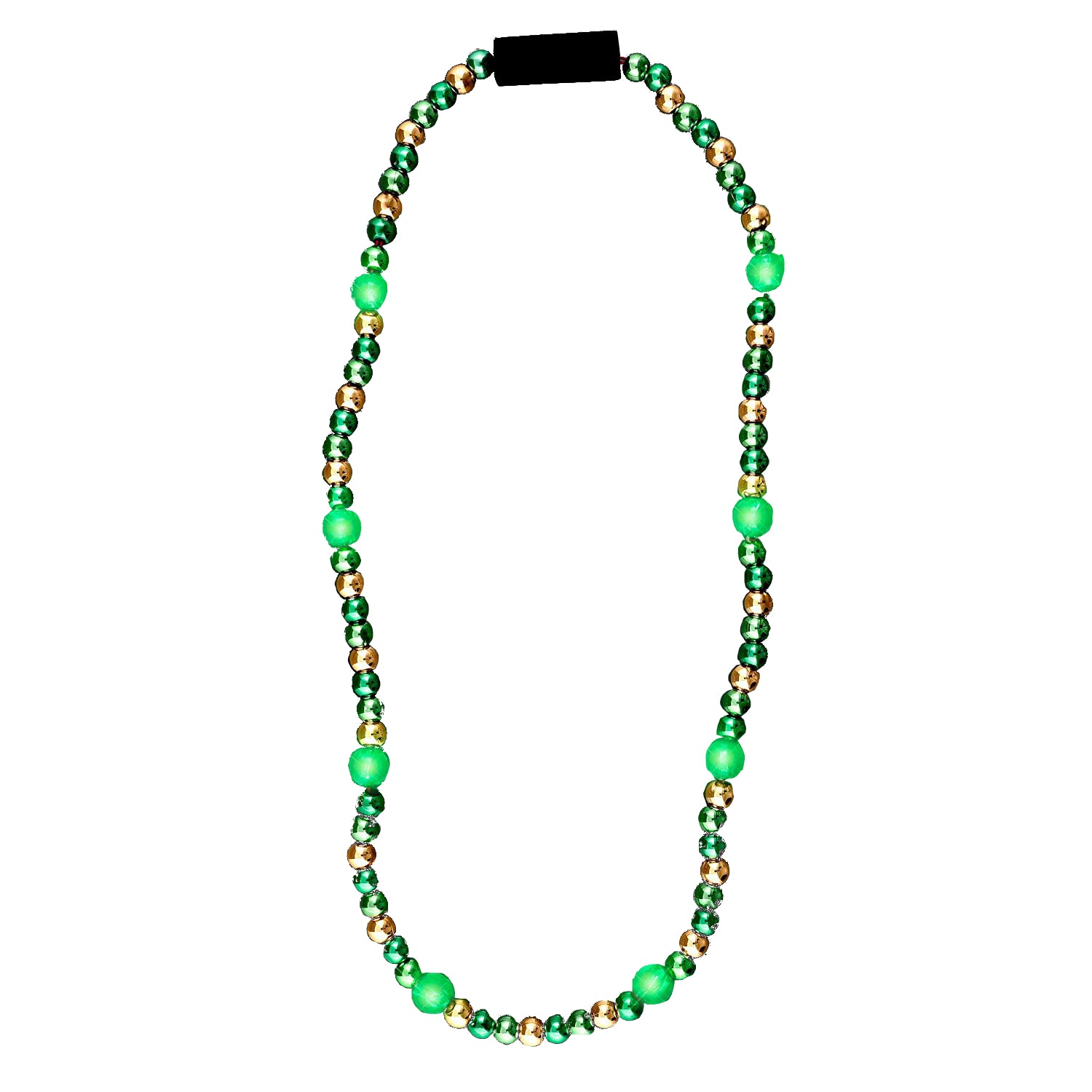 LED Bead Necklace Green and Gold