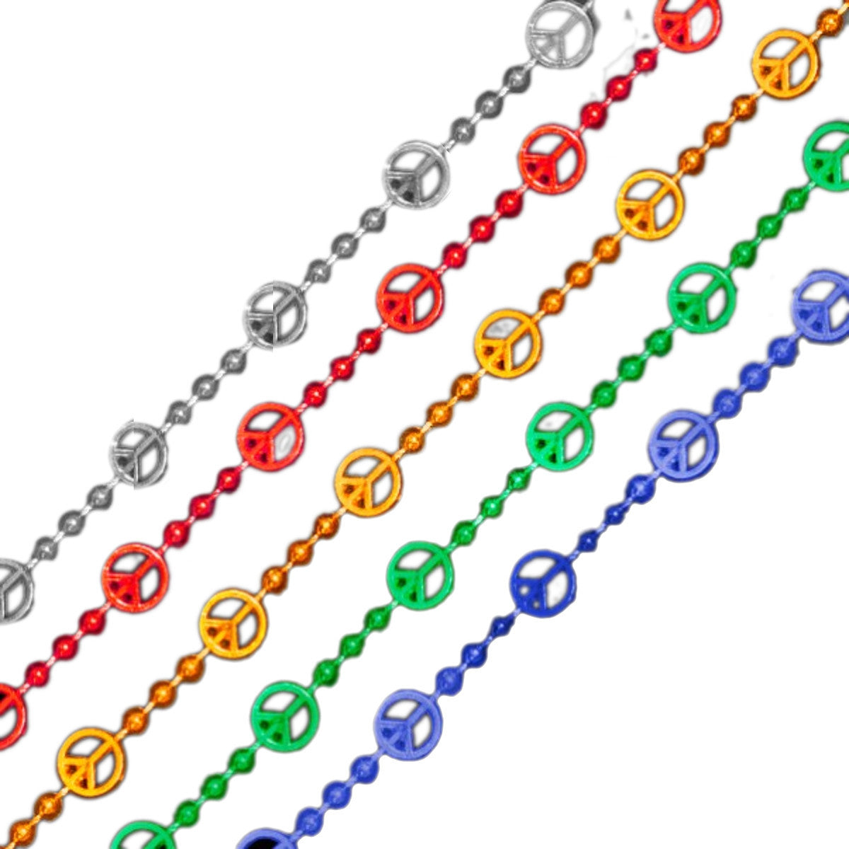 Peace Sign Bead Necklace Assorted Pack of 12