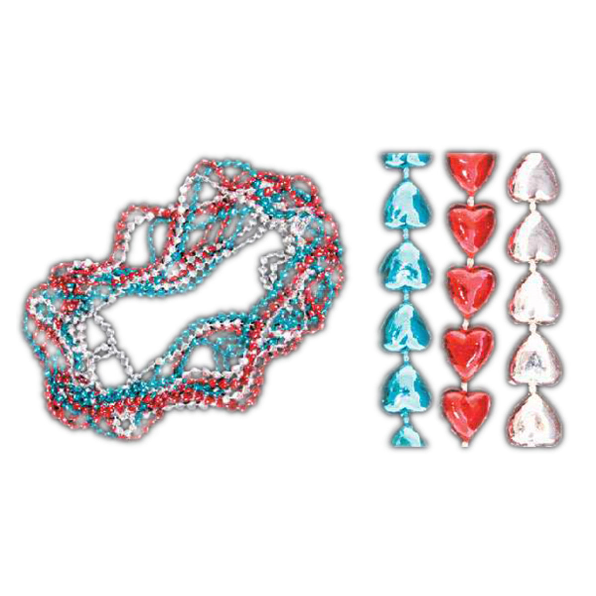 Sweet Heart Necklace Red White and Blue Pack of 12