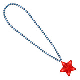 Blue Beaded Necklace with Red LED Star