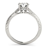 14k White Gold Diamond Engagement Ring with Side Clusters (1 1/8 cttw)