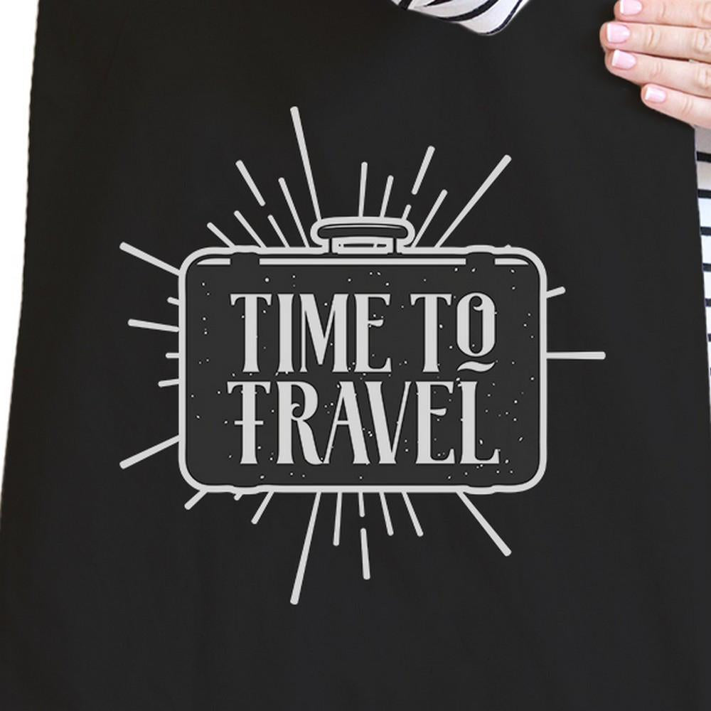 Time To Travel Black Canvas Bags