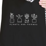 Plants Are Friends Black Canvas Bag Cute Design Gift Ideas For Her