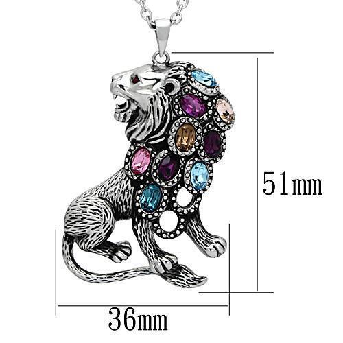 TK1125 - High polished (no plating) Stainless Steel Chain Pendant with Top Grade Crystal  in Multi Color