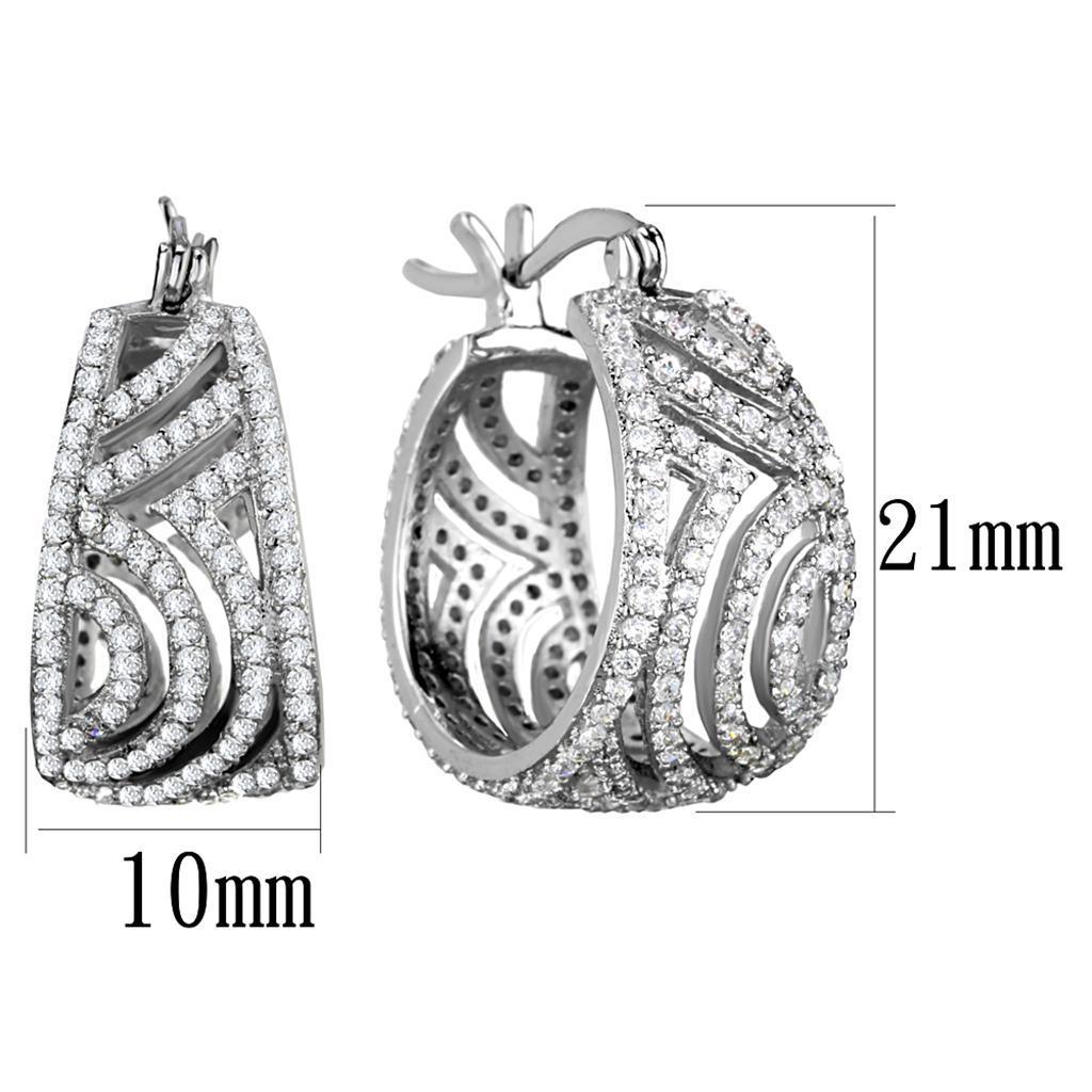 TS296 - Rhodium 925 Sterling Silver Earrings with AAA Grade CZ  in Clear