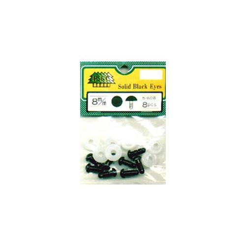 Shank Back Solid Eyes with Plastic Washers 8 mm Black
