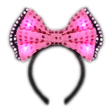 LED Pink Sequin Bow Tie Light Up Headband