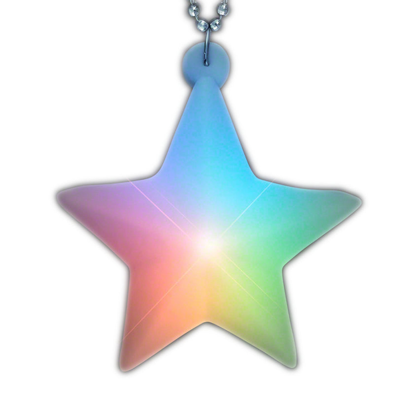Multicolored Aurora Star Pendant Black Cord Necklace